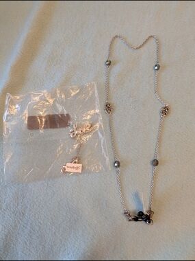 Brighton Silver-Tone Glasses Chain with Black Accents, And Love Bracelet
